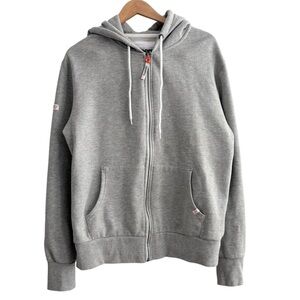 Superdry Basic Light Gray Zip-Up Drawstring Hoodie